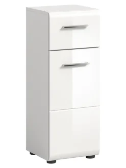 xonox.home Badezimmermöbel|Badmöbel<Standschrank in Weiß/Weiß Hochglanz - (B) 30 x (H) 80 x (T) 30