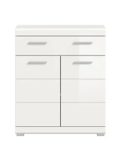 xonox.home Badezimmermöbel<Standschrank in weiß/weiß hochglanz - (B) 74 x (H) 88 x (T) 31