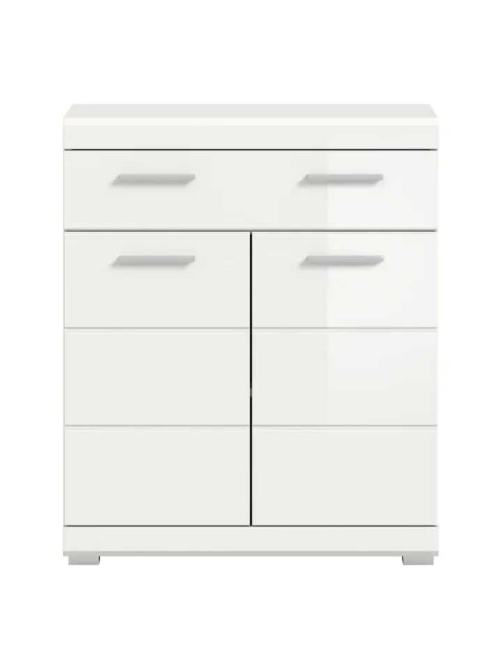 xonox.home Badezimmermöbel<Standschrank in weiß/weiß hochglanz - (B) 74 x (H) 88 x (T) 31