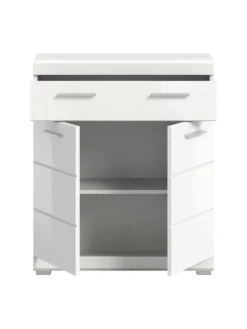 xonox.home Badezimmermöbel<Standschrank in weiß/weiß hochglanz - (B) 74 x (H) 88 x (T) 31