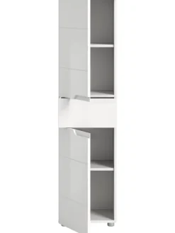 xonox.home Badezimmermöbel<Standschrank in weiß/weiß hochglanz - (B) 38 x (H) 151 x (T) 34