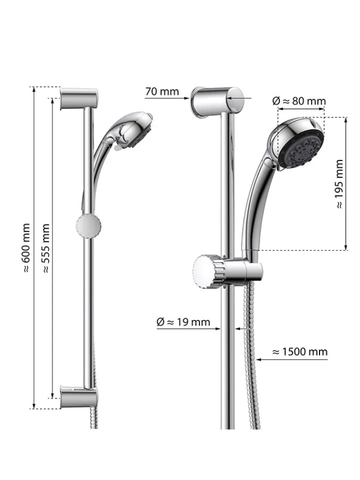 Schütte Badaccessoires<Stangenbrauseset ''Vital'' in Chrom