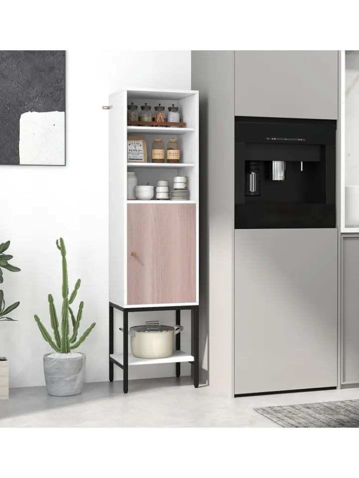 COSTWAY Badmöbel|Badezimmermöbel<6-stöckig Badezimmerschrank 146cm in Weiß