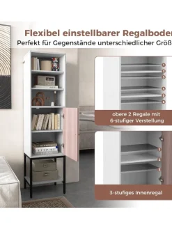 COSTWAY Badmöbel|Badezimmermöbel<6-stöckig Badezimmerschrank 146cm in Weiß