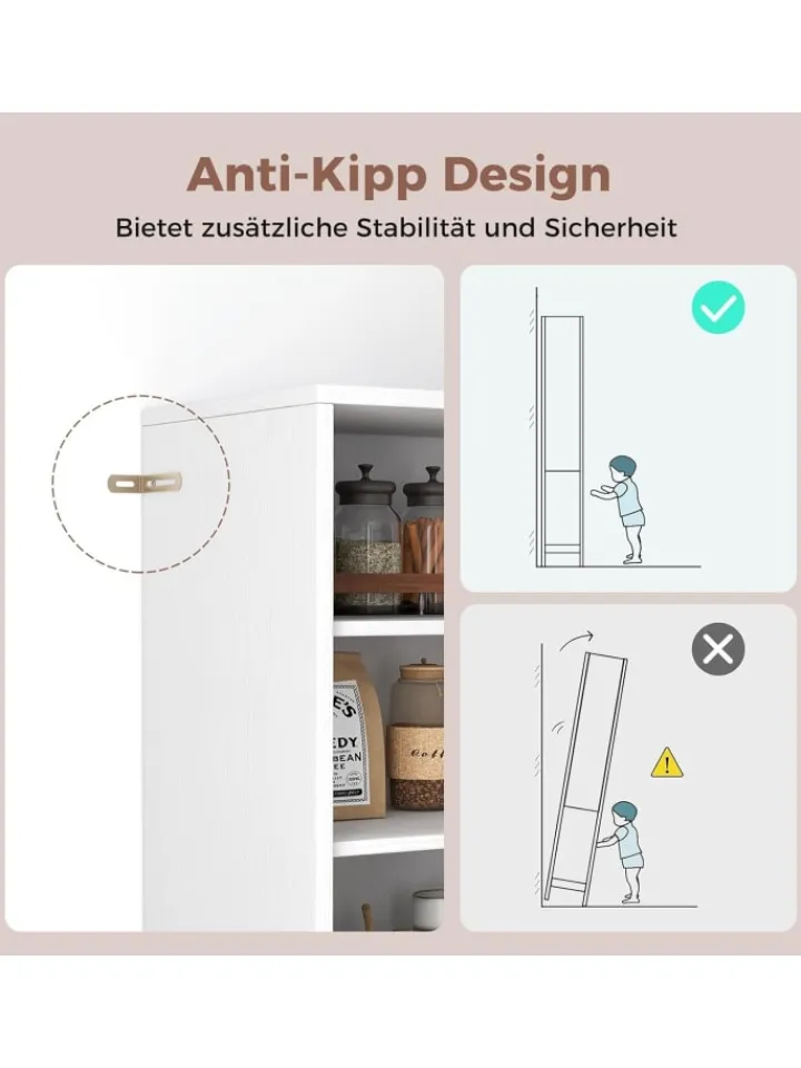 COSTWAY Badmöbel|Badezimmermöbel<6-stöckig Badezimmerschrank 146cm in Weiß