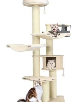 COSTWAY Katzen<7-stöckiger Kratzbaum in Weiß