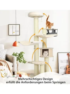 COSTWAY Katzen<7-stöckiger Kratzbaum in Weiß