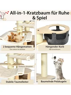 COSTWAY Katzen<7-stöckiger Kratzbaum in Weiß