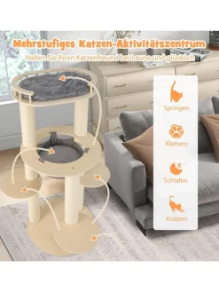 COSTWAY Katzen<6-stöckiger Kratzbaum Holz in Beige