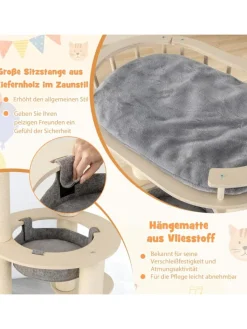 COSTWAY Katzen<6-stöckiger Kratzbaum Holz in Beige