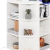 COSTWAY Regale & Schränke<3-stöckiges Eck-Bücherregal mit Ladestation in Weiß