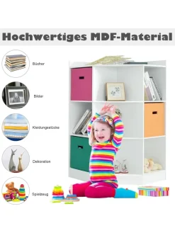 COSTWAY Kindermöbel<3-stöckiges Eckregal in Weiß