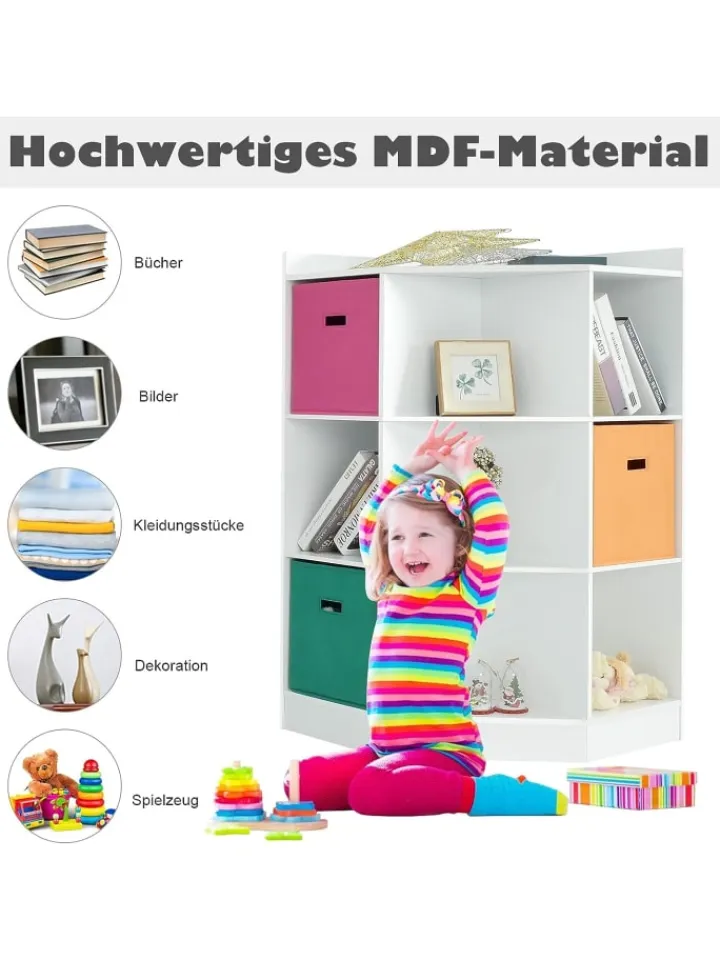 COSTWAY Kindermöbel<3-stöckiges Eckregal in Weiß