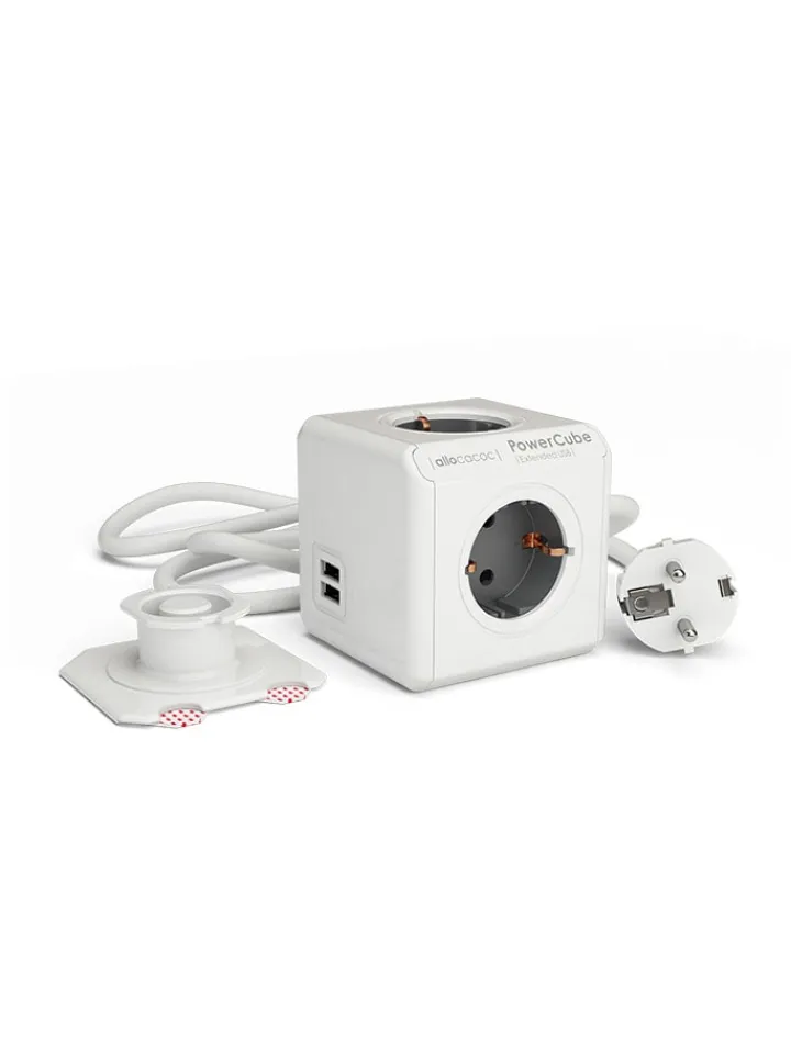 Designnest Technikzubehör<Steckdosenmultiplikator ''PowerCube'' in Weiß/ Schwarz - (B)7 x (H)7 x (T)11 cm