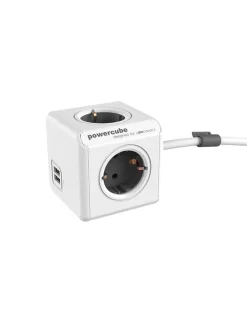 Designnest Technikzubehör<Steckdosenmultiplikator ''PowerCube'' in Weiß/ Schwarz - (B)7 x (H)7 x (T)11 cm