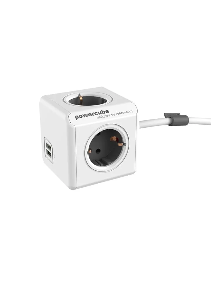 Designnest Technikzubehör<Steckdosenmultiplikator ''PowerCube'' in Weiß/ Schwarz - (B)7 x (H)7 x (T)11 cm