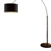SalesFever Stehleuchten<Stehlampe 210 cm dimmbar - Bogenlampe mit Marmorfuß und Lampenschirm in Schwarz