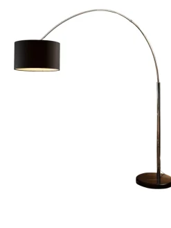 SalesFever Stehleuchten<Stehlampe 210 cm dimmbar - Bogenlampe mit Marmorfuß und Lampenschirm in Schwarz