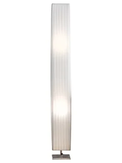 SalesFever Stehleuchten<Stehlampe 120 cm eckig Metall verchromt und Plissee-Schirm in Weiß
