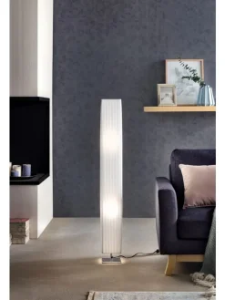 SalesFever Stehleuchten<Stehlampe 120 cm eckig Metall verchromt und Plissee-Schirm in Weiß