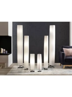 SalesFever Stehleuchten<Stehlampe 120 cm eckig Metall verchromt und Plissee-Schirm in Weiß