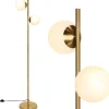 COSTWAY Stehleuchten<Stehlampe 2-flammig E27 in Gold
