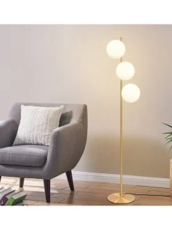 ZMH Stehleuchten<Stehlampe 3-flammige E27 in gold Glasschrim