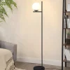 ZMH Stehleuchten<Stehlampe 1-flammige E27 in schwarz Glasschrim