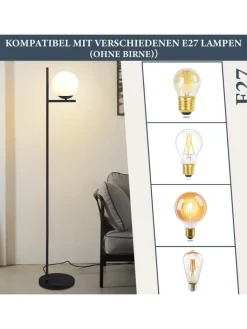 ZMH Stehleuchten<Stehlampe 1-flammige E27 in schwarz Glasschrim