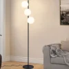 ZMH Stehleuchten<Stehlampe 3-flammige E27 in schwarz Glasschrim