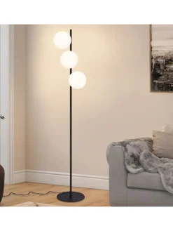 ZMH Stehleuchten<Stehlampe 3-flammige E27 in schwarz Glasschrim