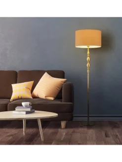 relaxdays Stehleuchten<Stehlampe in Beige/ Gold - (H)156 cm