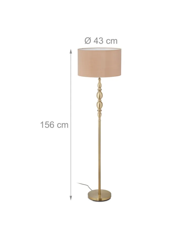 relaxdays Stehleuchten<Stehlampe in Beige/ Gold - (H)156 cm