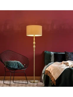 relaxdays Stehleuchten<Stehlampe in Beige/ Gold - (H)156 cm