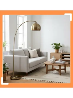 relaxdays Stehleuchten<Stehlampe in Gold - (B)92x (H)180 x (T)35 cm
