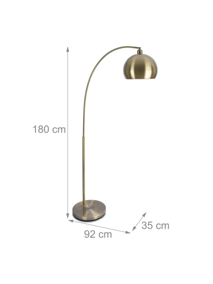 relaxdays Stehleuchten<Stehlampe in Gold - (B)92x (H)180 x (T)35 cm