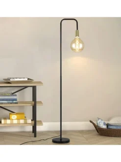 ZMH Stehleuchten<Stehlampe in gold E27 Vintage mit Fußschalter H 157cm