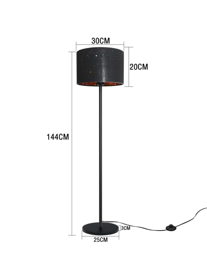 ZMH Stehleuchten<Stehlampe in schwarz E27 H 144cm Sternenhimmel Design