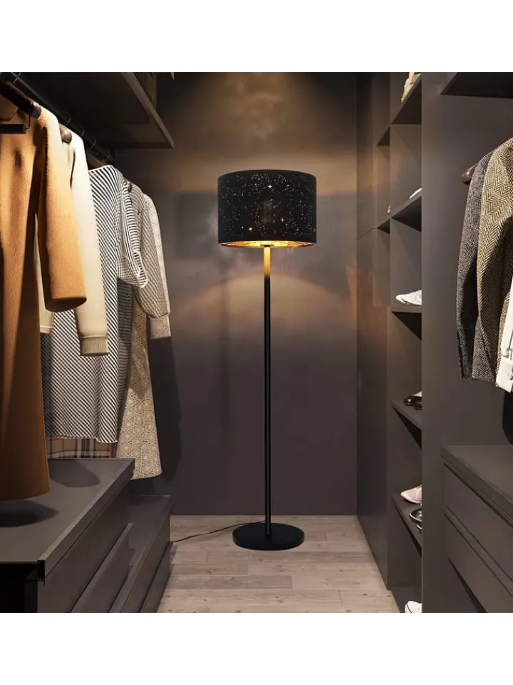 ZMH Stehleuchten<Stehlampe in schwarz E27 H 144cm Sternenhimmel Design