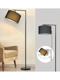 ZMH Stehleuchten<Stehlampe in schwarz H 162cm 1-flammige E27 schwenkbar 180°