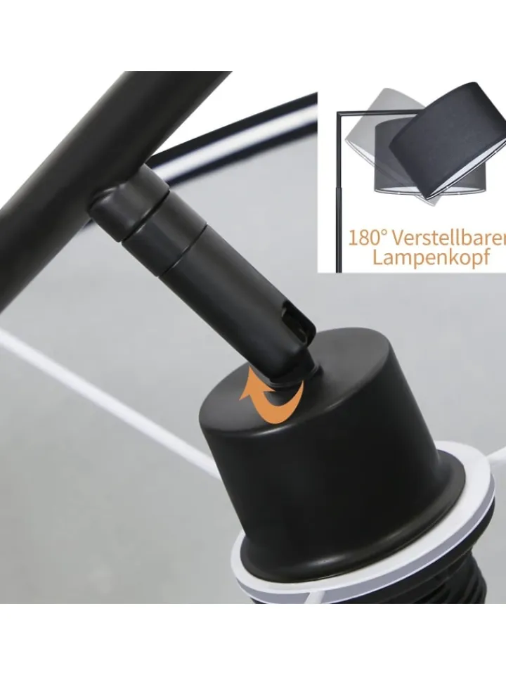 ZMH Stehleuchten<Stehlampe in schwarz H 162cm 1-flammige E27 schwenkbar 180°