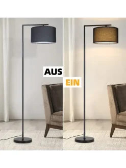 ZMH Stehleuchten<Stehlampe in schwarz H 162cm 1-flammige E27 schwenkbar 180°