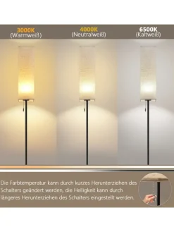 ZMH Stehleuchten<Stehlampe in weiß 1-flammige Eckig dimmbar B 10.5cm