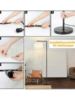 ZMH Stehleuchten<Stehlampe in weiß H 162cm 1-flammige E27 schwenkbar 180°