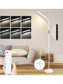 ZMH Stehleuchten<Stehlampe in weiß H 137cm touch dimmbar Timer Bodenlampe
