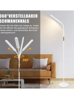 ZMH Stehleuchten<Stehlampe in weiß H 137cm touch dimmbar Timer Bodenlampe