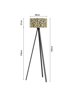 lux.pro Stehleuchten<Stehlampe Royal Tunbridge Wells in Hellbraun Schwarz (H)140cm (B)40cm (T)40cm