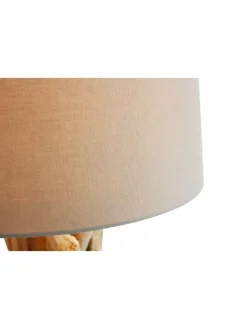 SalesFever Stehleuchten<Stehleuchte 145 cm aus Treibholz handgefertigt mit Leinenschirm in Weiß