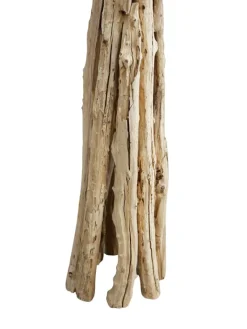 SalesFever Stehleuchten<Stehleuchte 145 cm aus Treibholz handgefertigt mit Leinenschirm in Weiß