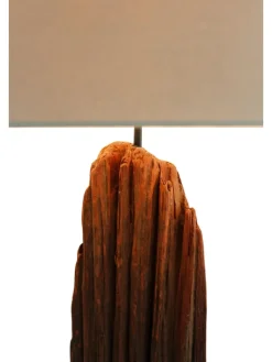 SalesFever Stehleuchten<Stehleuchte 175 cm handgefertigt aus Treibholz Natur mit Leinenschirm in Weiß